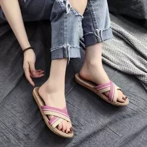 썸머 데일리 슈즈 린넨 거실화 실내화 바캉스 슬리퍼 여자여름슬리퍼 여름휴양지패션