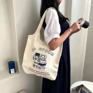 블루베리잼 아이스크림 캔버스 에코백 데일리백 데일리에코백 여성숄더백 숄더백천가방