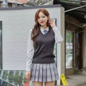 교복몰 보풀방지 차콜 교복조끼(여자) 교복 학생복 LjO6+4coa