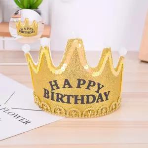 LED생일 부직포 글리터 머리띠 왕관 생일 불빛 머리띠