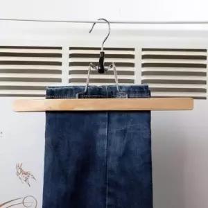[생활] 바지걸이 원목 집게형 일자 3개입 옷걸이 행거
