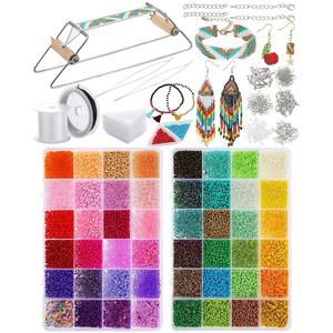 24000개 대용량 2MM 유리 씨앗 비즈 48색 구성 팔찌 목걸이 비딩 공예 용품