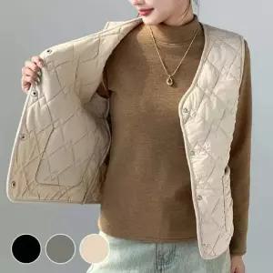 여성 따뜻한 세미 기모 슬림핏 경량 브이넥 패딩 조끼