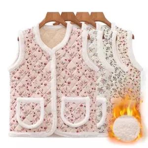 작은꽃어머님융털조끼 레트로 촌캉스 김장조끼 겨울