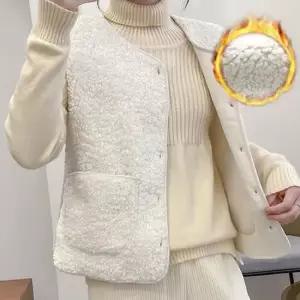 간절기 베스트 여자 보온 포켓 브이넥 양털 후리스