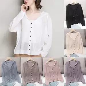 비치웨어 간절기 필수 니트소재 후드 스타일 가디건