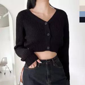 하찌 브이넥 여성 크롭가디건