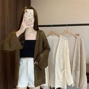 여름 여성가디건 간절기 얇은 오버핏 니트