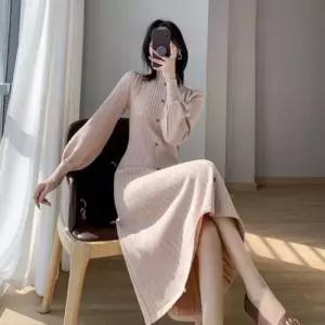 [SBD] 여신핏 3컬러 터틀넥 여성 니트 롱원피스 벌룬소매