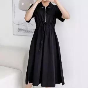 [SBD] 플레어 카라 롱원피스 나들이 허리조임끈 반집업 반팔