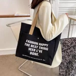 룩앳걸 캔버스 레터링 데일리 숄더 에코백 2color 데일리백 데일리에코백 에코백가방