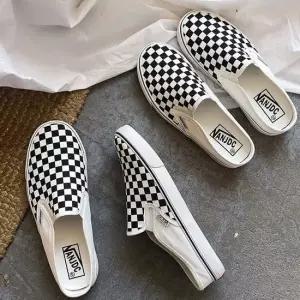 남녀공용 체크 뮬 슬리퍼 스니커즈 데일리 커플슬리퍼 뮬슬리퍼 여성여름신발 여성블로퍼