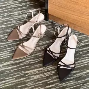 하이힐 새틴 슬링백 샌들 발목 스트랩 샌들 슬링백샌들 여름샌들 하이힐샌들