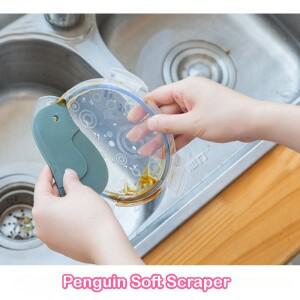 호환상품 펭귄 소프트 스크래퍼 팬 청소 주방 더러운 프라이팬 접시 냄비 브러쉬 세척 도구