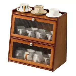 일본식 원목 그릇장 찻잔 내추럴 홈카페 수납장 미니 소형