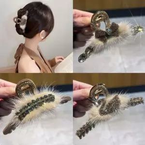 여성 블링 예쁜 퍼 헤어 올림머리 큐빅 집게핀 리본집게핀 심플한핀 가을집게핀 겨울집게핀