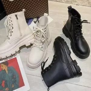 플랫워커 2컬러 옆지퍼 레이스업 여성 부츠 캐주얼부츠