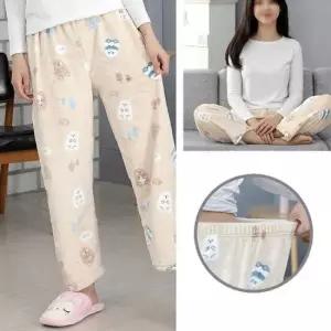 잠옷바지 여성용 극세사 수면 잠옷바지-헬로팬더