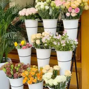 계단식 꽃 진열대 화분 선반대 인테리어 화이트 테라스 매대