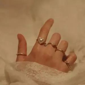 패션반지 GGD 진주 빅 하트 반지세트 (5pcs)