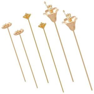 BEECRAFT 18K 금도금 황동 리얼 헤드핀 18피스 3가지 스타일 모양 구성품