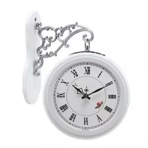 인테리어벽시계 무소음 양면시계 중형 로즈 화이트 RWS 12-77