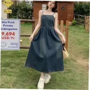 트렌디원피스 진청 빈티지 여성 데님 원피스 군살커버 데일리룩