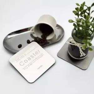 금속 컵받침 코스터 실버 사각형 고급코스터
