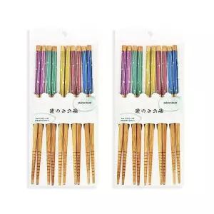 일본식 5P 도트 대나무 2세트 젓가락 세트 나무