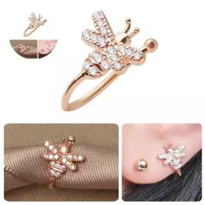 큐빅 14KGP 벌 로즈골드 귀찌 이어커프 링 브