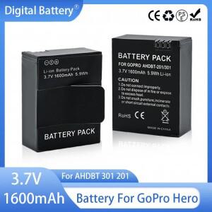 1600mAh 배터리 AHDBT 301 201 GoPro Hero 3 Go 3+ 액션 카메라 용 충전식 AHDBT-301