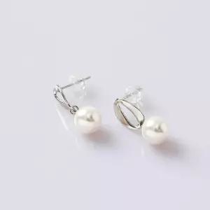 귀걸이 은침 진주 실버 드롭 오블리스 925 진주귀걸이 팬던트귀걸이