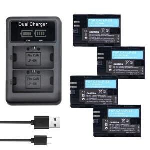 Canon EOS 5DS R Mark II 6D 7D 80D 카메라용 LED 듀얼 충전기가 포함된 2750mAh LP-E6 LP E6 배터리
