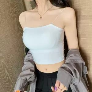 탈부착 캡내장 슬림 크롭 끈나시 이너탑 언더웨어 브라탑나시 브라캡나시 캡나시
