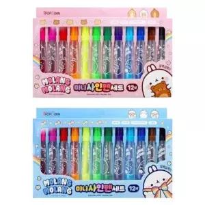 [문구/오피스] 몰랑 12색 미니 사인펜 세트 4개