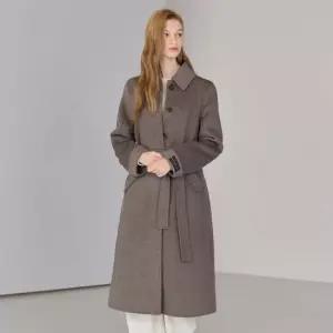 울 캐시미어 핸드메이드 벨트 코트