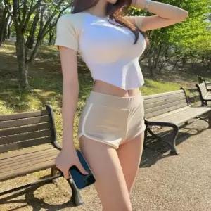 여자 숏팬츠 허리밴딩 배색 트레이닝 돌핀 핫팬츠