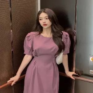 [워너비뮤즈]무배 제작 퍼프 린넨 반팔 롱 원피스 워너비뮤즈 (39356913)