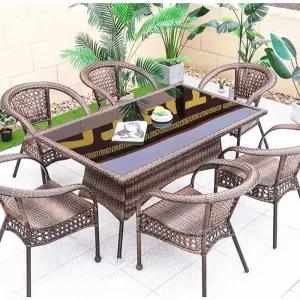 야외 6인용식탁 정사각 마당 의자 세트 라탄테이블 루프탑