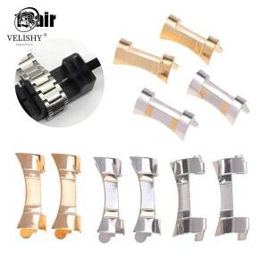 스테인레스 스틸 실버 시계 밴드 팔찌 중간 광택 곡선 엔드 부품 2개