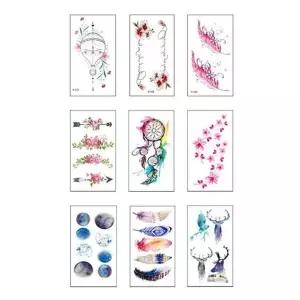 [하프클럽/알티피아]미니 타투스티커 9종세트 수채화 꽃 사슴 달 패션