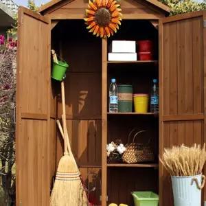 실외수납장 자외선 화원 수납장 베란다 도구 잡화장 우드