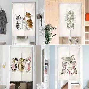 블라인드 커튼 만화 고양이 일러스트 탈의실 파티션 출입구 주방 입구 노렌 리넨 걸이
