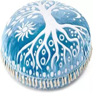 하이힐러 명상 쿠션 요가 및 마음챙김을 위한 대형 벨벳 바닥 베개 지지 기억 폼 볼스터 블루