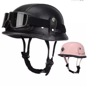 고글 오토바이 군 빈티지 올블랙 헬멧 바이크 클래식