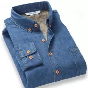 가을 남자 빅사이즈 겨울 데님셔츠 청남방 남성 기모