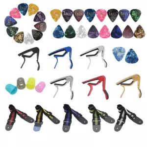 기타골무 손가락 피크 기타 키트 카포픽손가락 끝 보호기 부품 베이스 우쿨렐레 이코노미 세트 일렉트릭