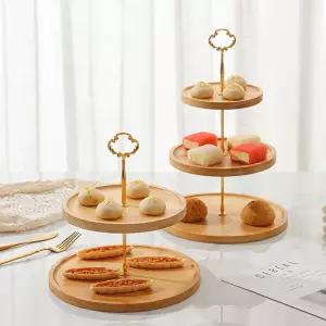 원목 3단 스탠드 플레이팅 우드 접시 트레이 디저트 베이커리 플레이트