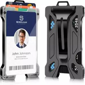 접이식 클립이 있는 신분증 홀더 신용카드 열쇠고리 지갑 이름 명함 남성용 머니 클립 블랙