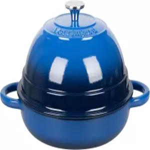 빵 굽는 뚜껑이 있는 주철 에나멜 처리된 네덜란드식 오븐 냄비 6쿼터 파란색